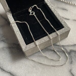 18" Italy Sterling silver solid box chain Italy 925 necklace  SS